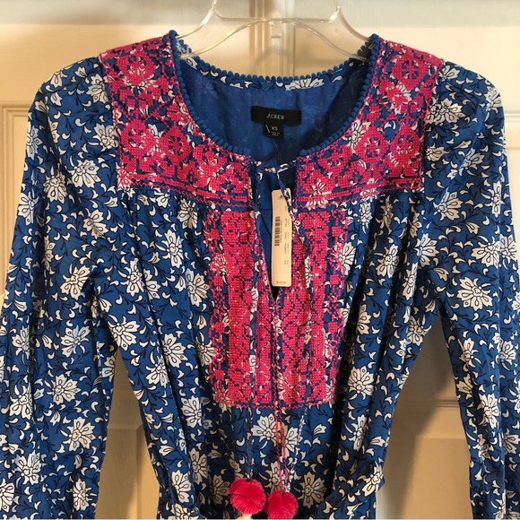 NWT J Crew Dress Boho Belted Tunic Dress in Night Sky block print  XS AP194 - Picture 4 of 8